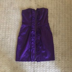 Purple strapless dress